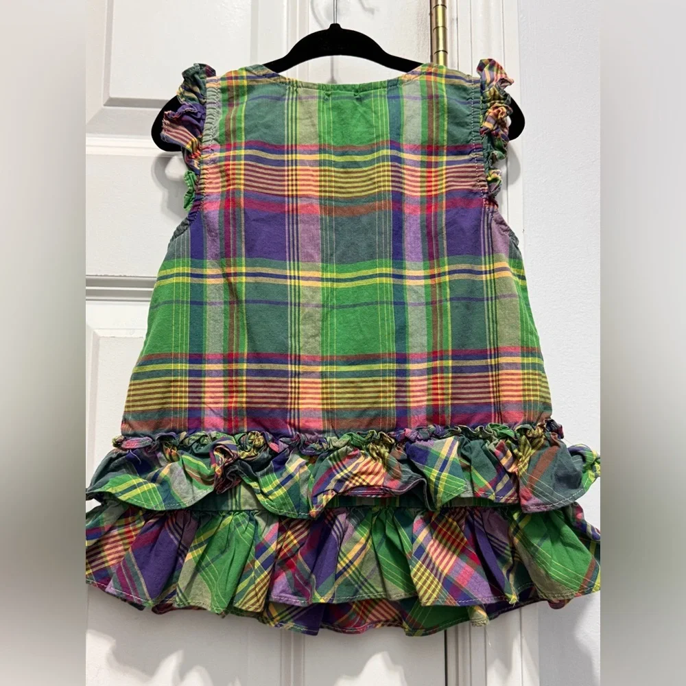 Ralph Lauren Multicolor Plaid Ruffle Blouse size 4